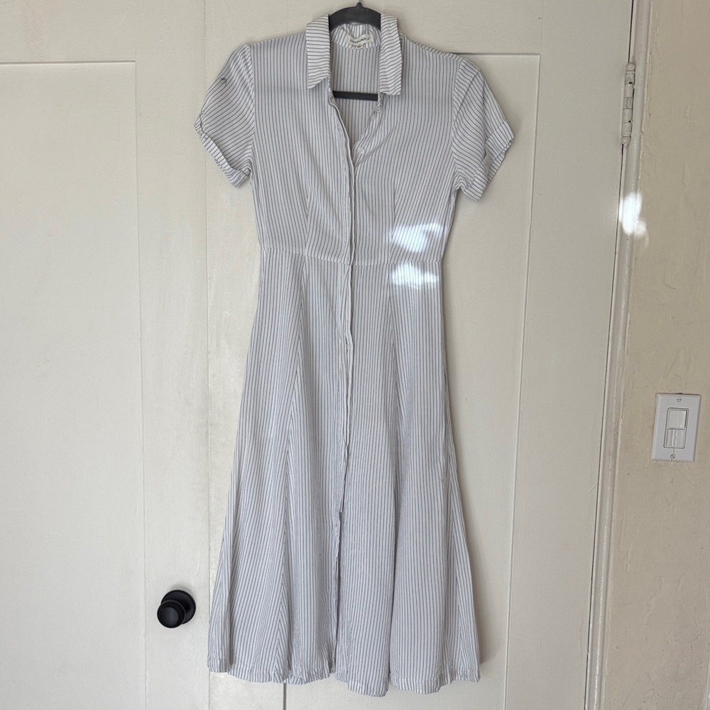 Cotton Candy White Striped Midi Dress